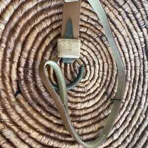 Leather Belt with Wooden Buckle